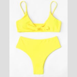 High waisted yellow bikini